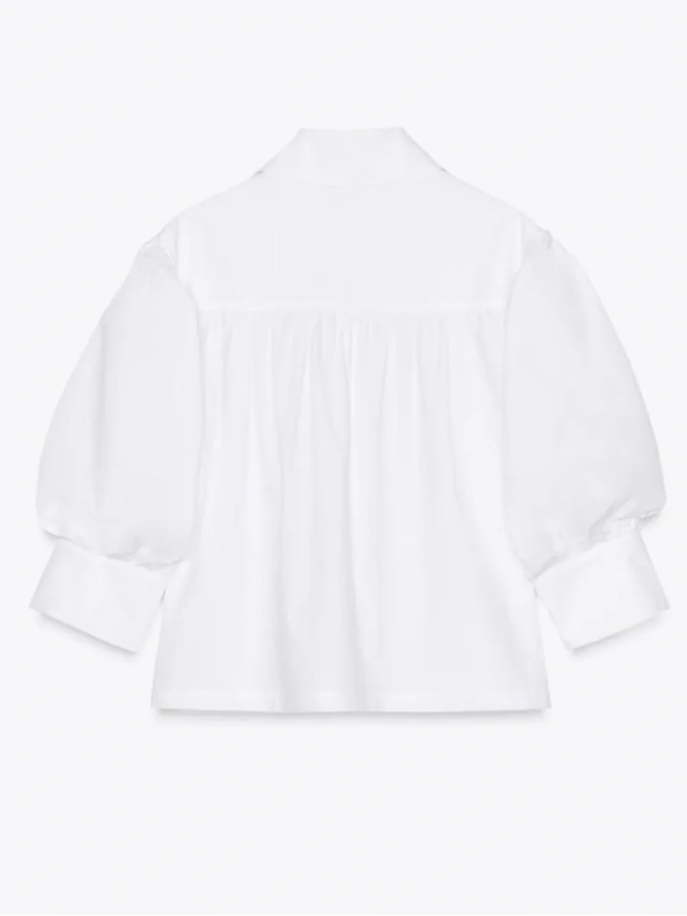Zara NWT 2731/082 white Poplin Puff Sleeve Button-Up Shirt XS